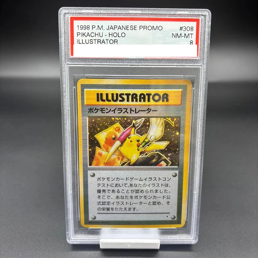 DIY 1998 P.M.JAPANESE PROMO ILLUSTRATOR PIKACHU Collection Card 10Points Rating Card Anime Game Card Gift Toy