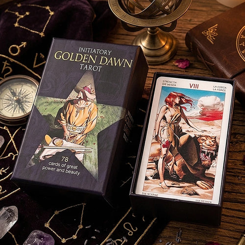 Initiatory Golden Dawn Tarot Deck 78 Cards Occult Esoteric Divination Game Set in Rigid Box Double-embossed Cardstock 12*7cm