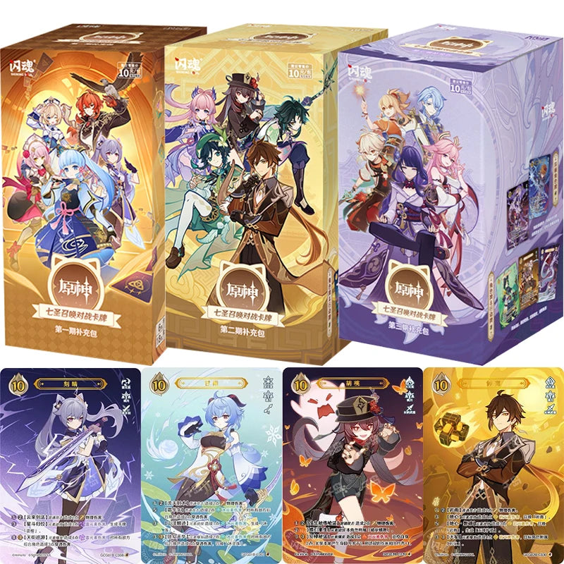 Original Genshin Impact Card Genius Invokation TCG Battle Card Hu Tao Raiden Shogun Anime Character Collection Card Kid Toy Gift